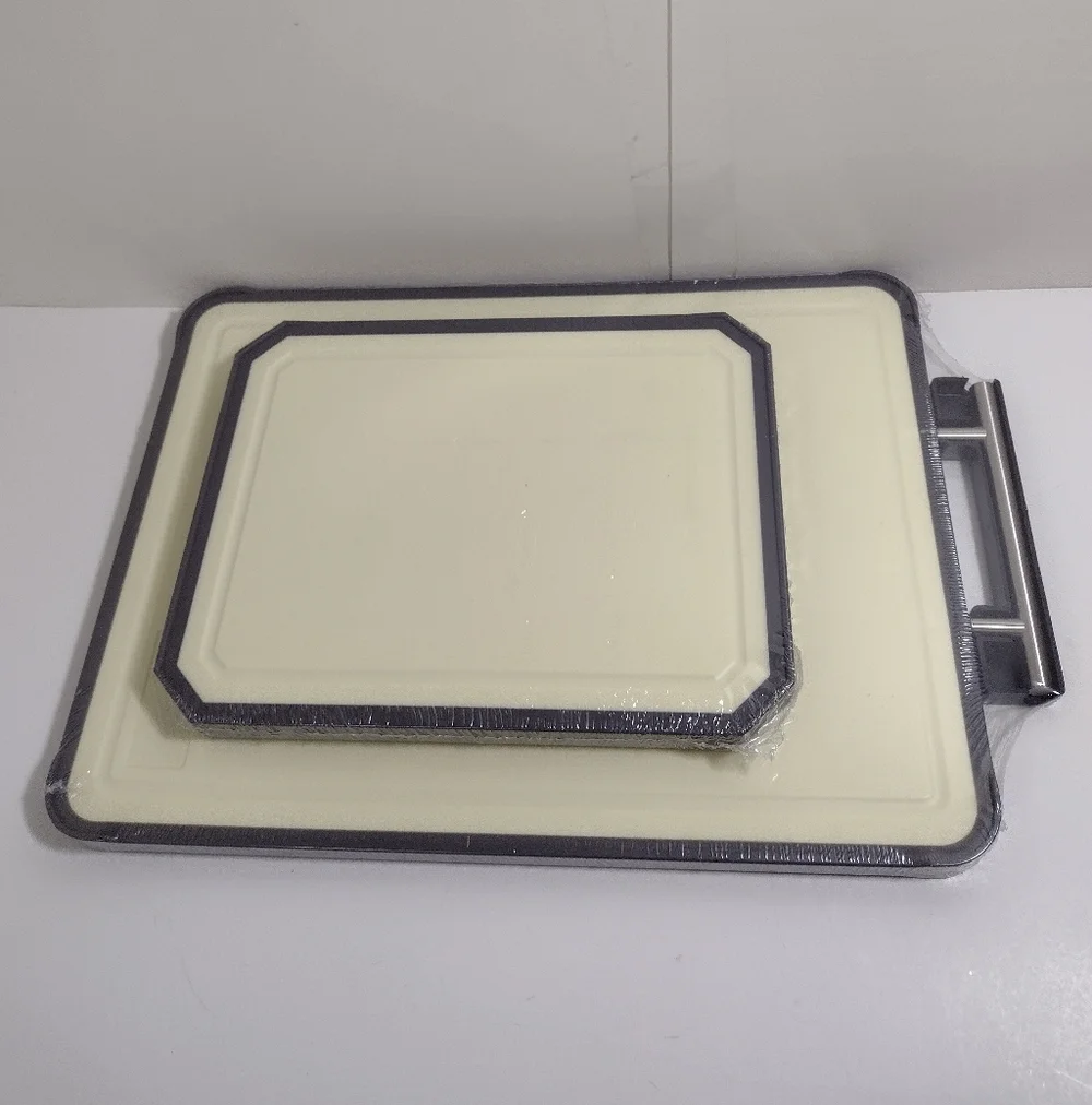 Ptytify Set Of 2 Stainless Steel and Plastic Cutting Board Set
